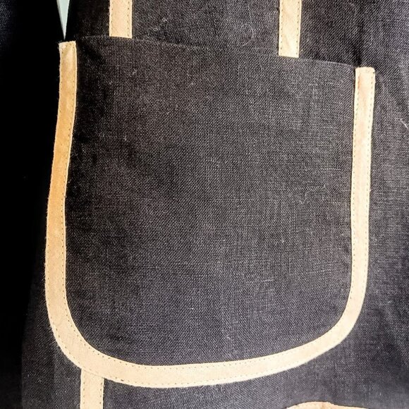 Gerard Darel Black Tan Contrast Trim Linen Blazer - Picture 3 of 6